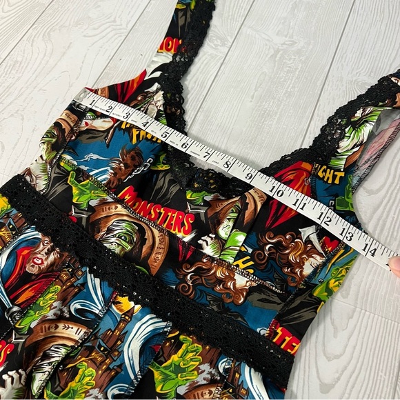 Shrine Of Hollywood Vintage Cocktail Dress Classic Monster Print - Picture 5 of 12